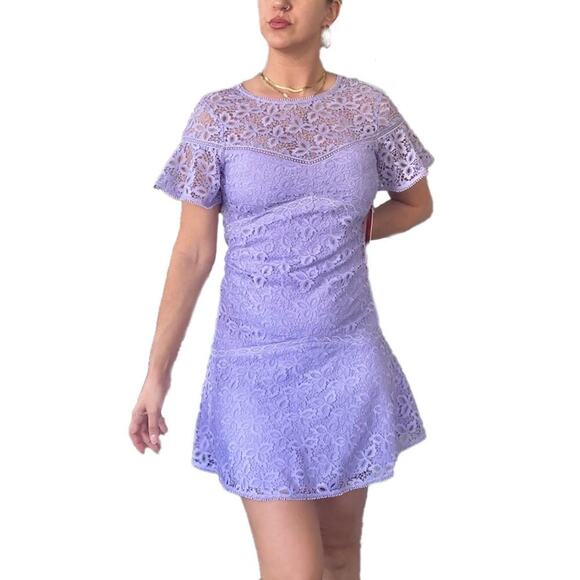Monique Lhuillier Dresses & Skirts - NWT Monique Lhuillier Lavender Purple Lace Floral Mini Dress Size Small